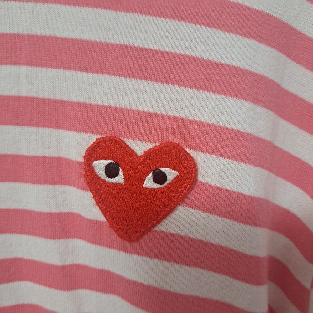Comme Des Garcons Play Bright Stripe Long Sleeve T-shirt Pink Small NWOT - Picture 9 of 11
